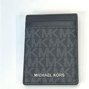 Michael Kors Men’s MK Logo Money Clip Leather Card Holder